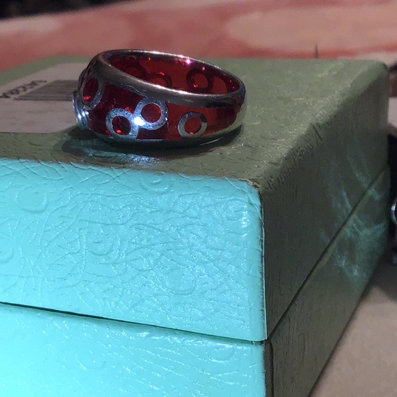 ANGELIQUE DE PARIS WHITE TOPAZ & RESIN RING 925 SS - Picture 2 of 7